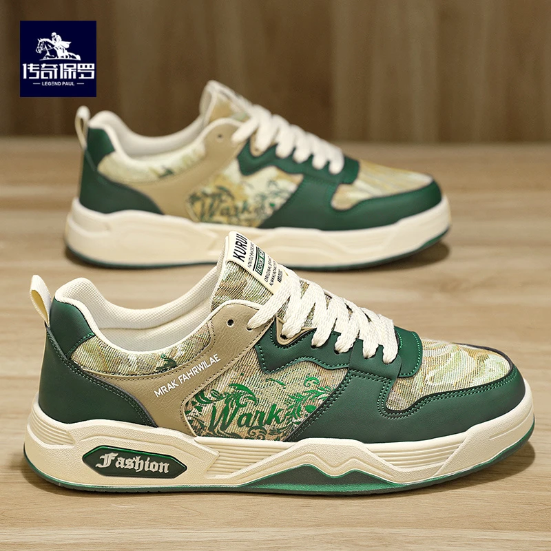 传奇保罗男士夏季新款百搭透气运动潮鞋韩版低帮潮流时尚休闲板鞋