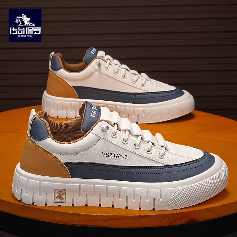 传奇保罗男士秋季时尚百搭运动韩版潮鞋低帮耐磨防滑透气休闲男鞋