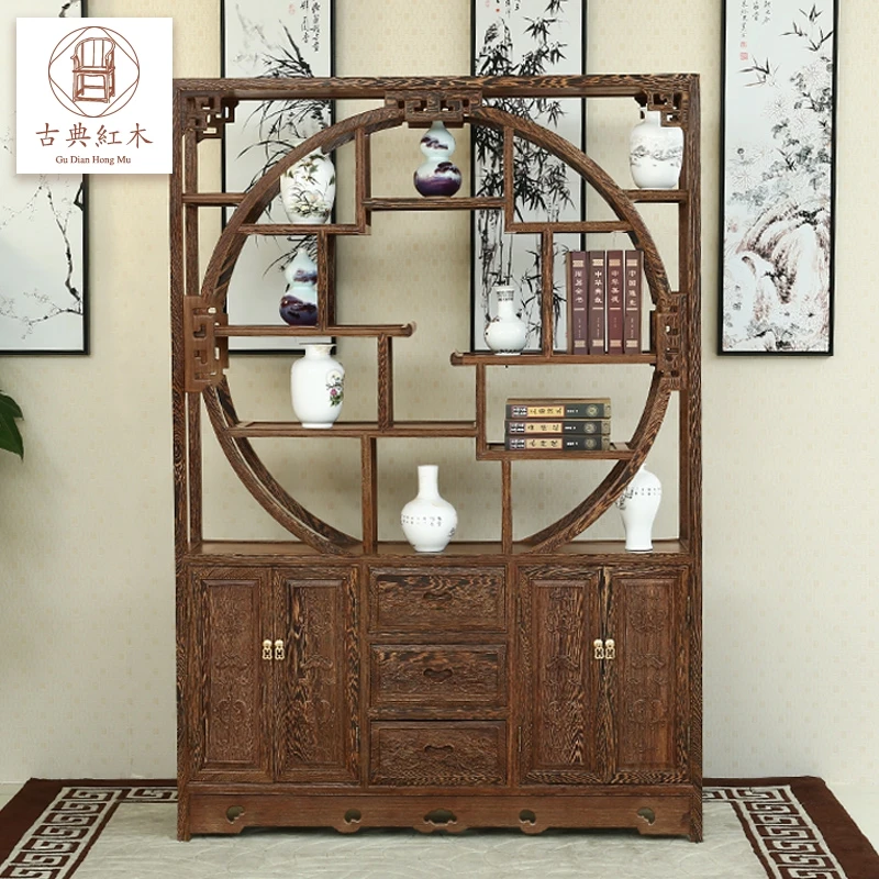 红木家具鸡翅木博古架中式实木置物架储物柜多宝阁柜个厅置物架