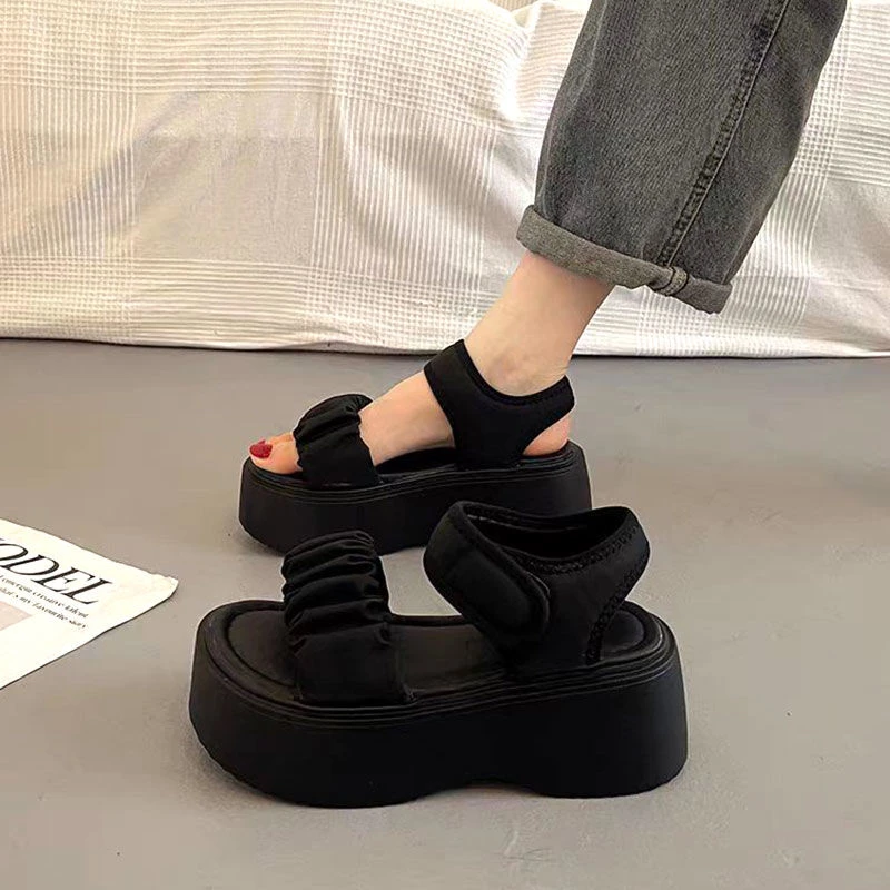 配裙子韩系厚底运动凉鞋女夏季外穿时尚高级感休闲新款百搭罗马鞋