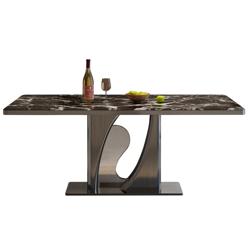 2024新款奢石微晶石别墅岩板餐桌家用长方形餐桌办公室意式办公室
