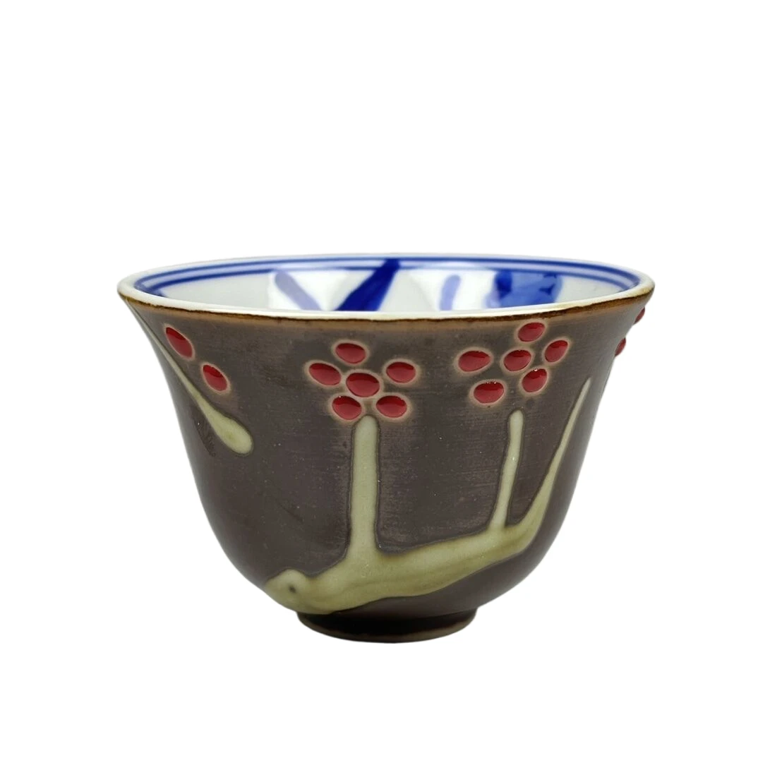 外紫金釉内青花鱼藻纹杯5348