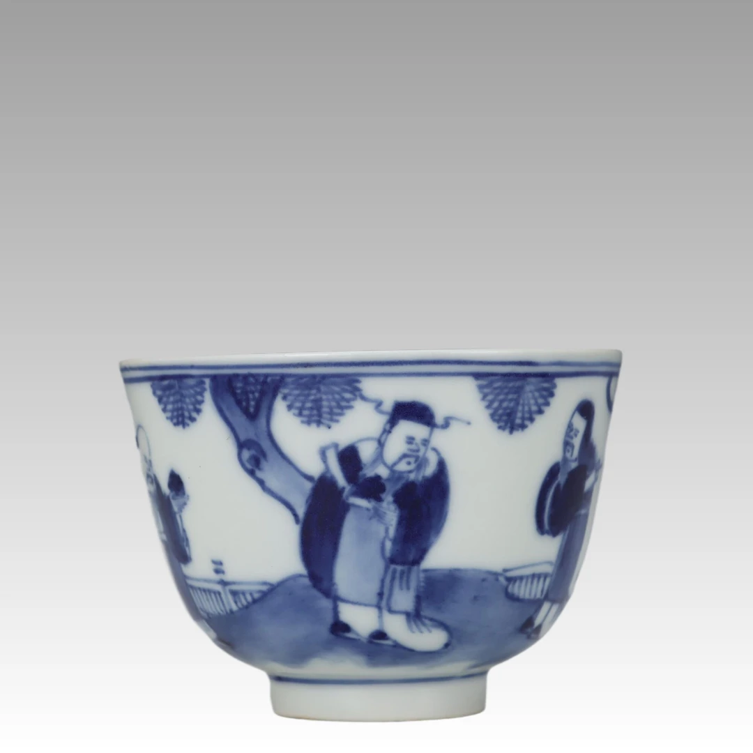 清 青花三星福禄寿人物纹杯1088