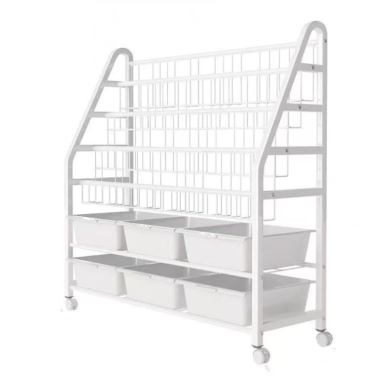 儿童书架家用阅读架玩具绘本架多层收纳架可移动书柜宝宝置物架