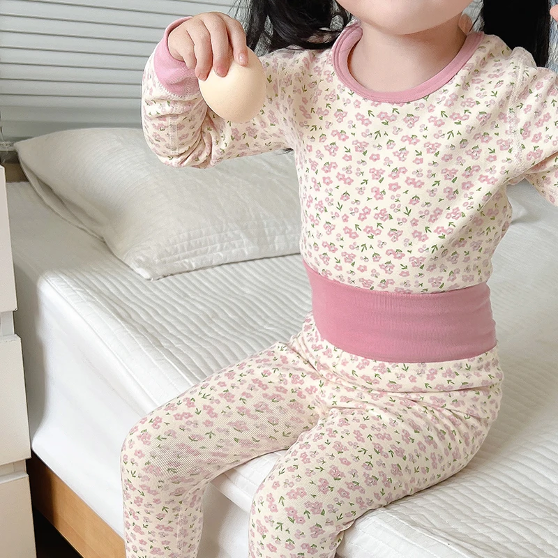 婴儿无骨高腰秋衣宝宝全棉护肚秋裤儿童秋冬保暖内衣女童男孩套装