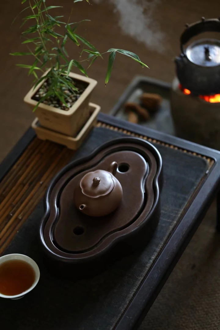 【干泡茶具之推荐首选】罄宜堂设计出品 《海棠式储水电木茶盘》