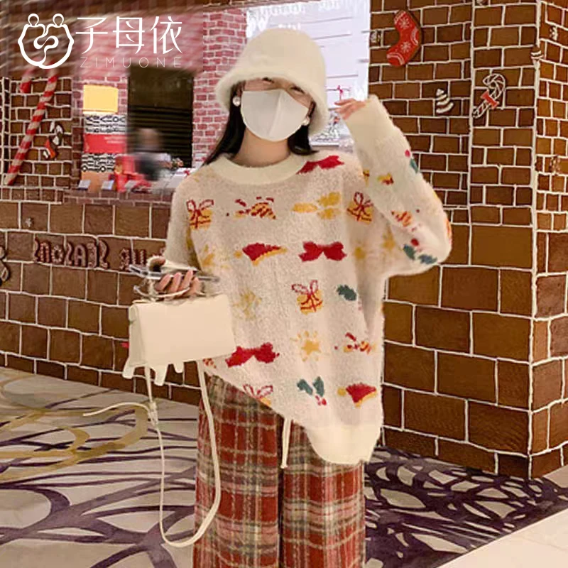 子母依冬季时尚圣诞氛围感毛衣24303FVFDH23
