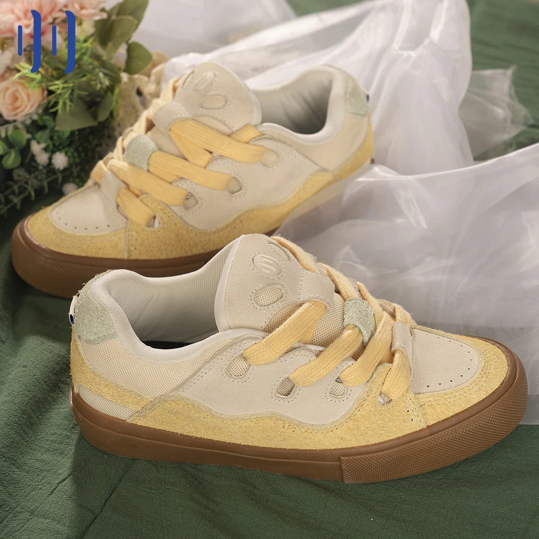 顽刻ollieskate面包鞋magic bake香椰奶茶配色长毛绒男女滑板鞋