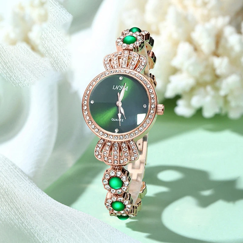 2025小皇冠孔雀绿时尚手链腕表FL 6813 H