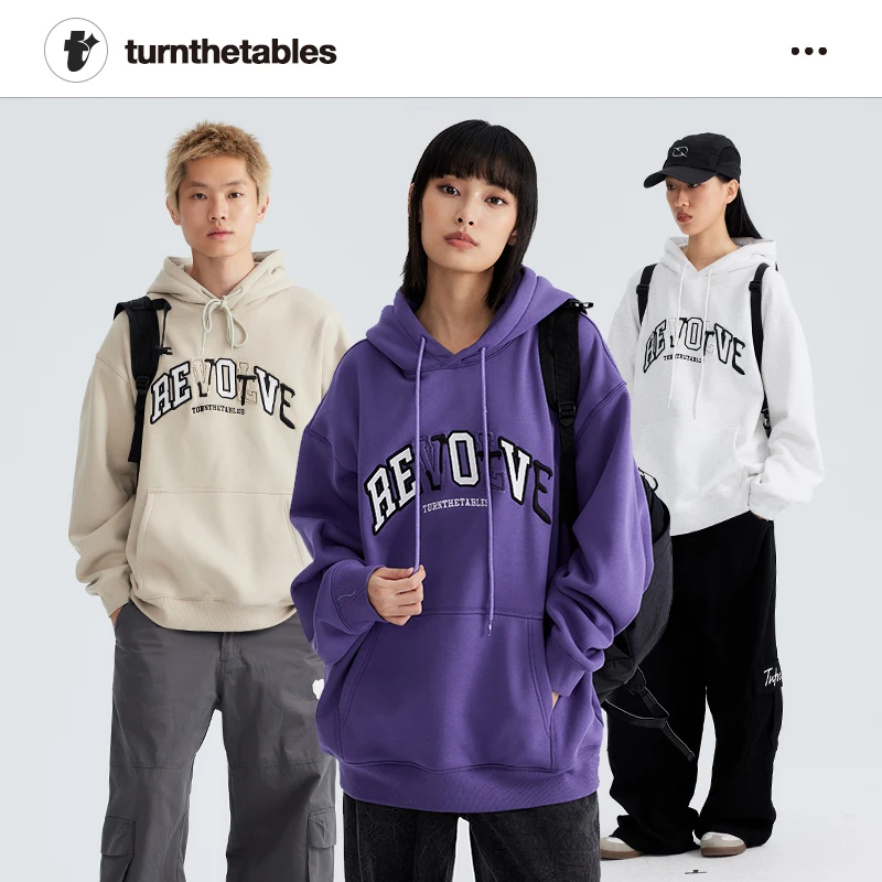 Turnthetables旗舰秋冬款情侣装长袖上衣百搭连帽卫衣美式休闲