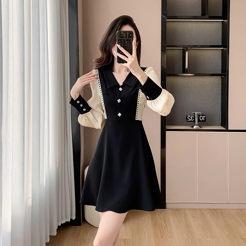 2024年新款法式赫本风连衣裙150cm小个子女春高级感气质名媛裙子