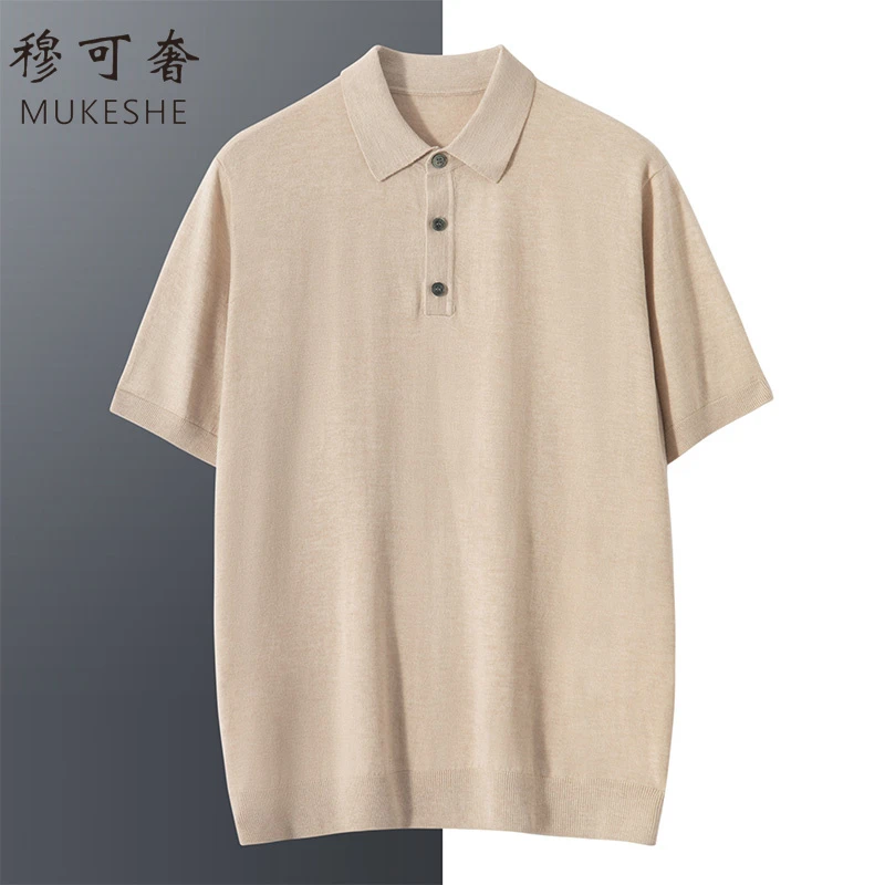 春夏桑蚕丝polo衫男士商务休闲半袖早秋纯色翻领短袖透气薄款短袖