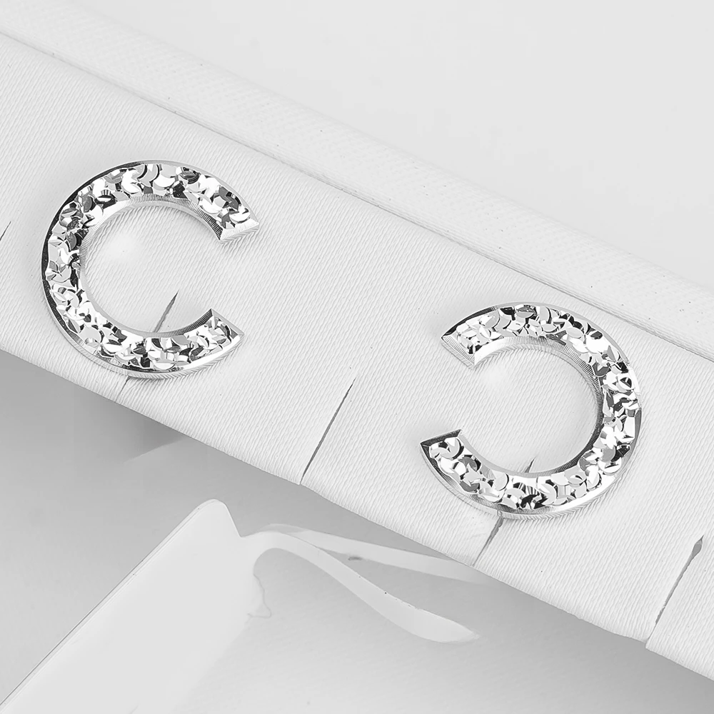 鑫四和珠宝 PT990铂金 大C字耳钉欧美简约ins冷淡风设计感XE01119