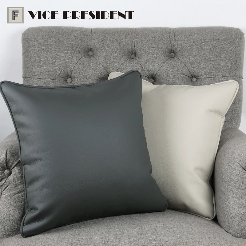 头层生态仿真皮轻奢抱枕客厅沙发靠枕样板间别墅汽车餐椅腰靠垫