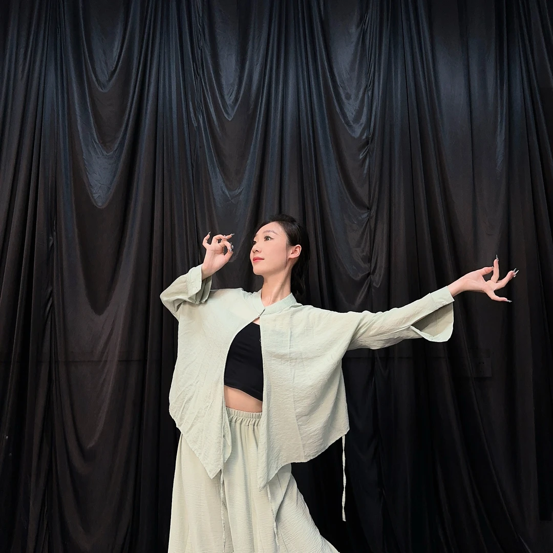 LiLi高端蚕丝棉斜襟系带开衫宽松设计感国风古典舞现代舞服