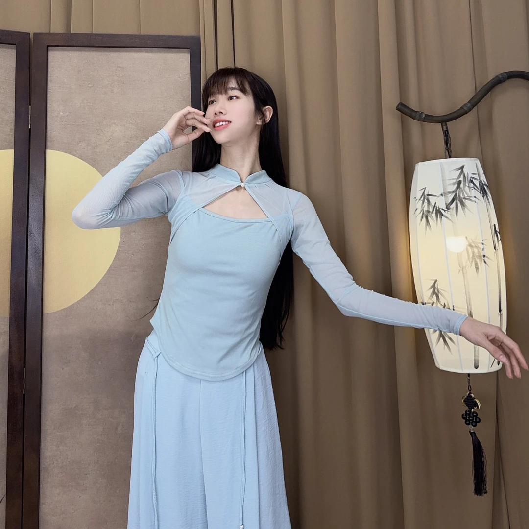 LiLi新中式立领纱衣 修身气质显瘦古典舞练功服