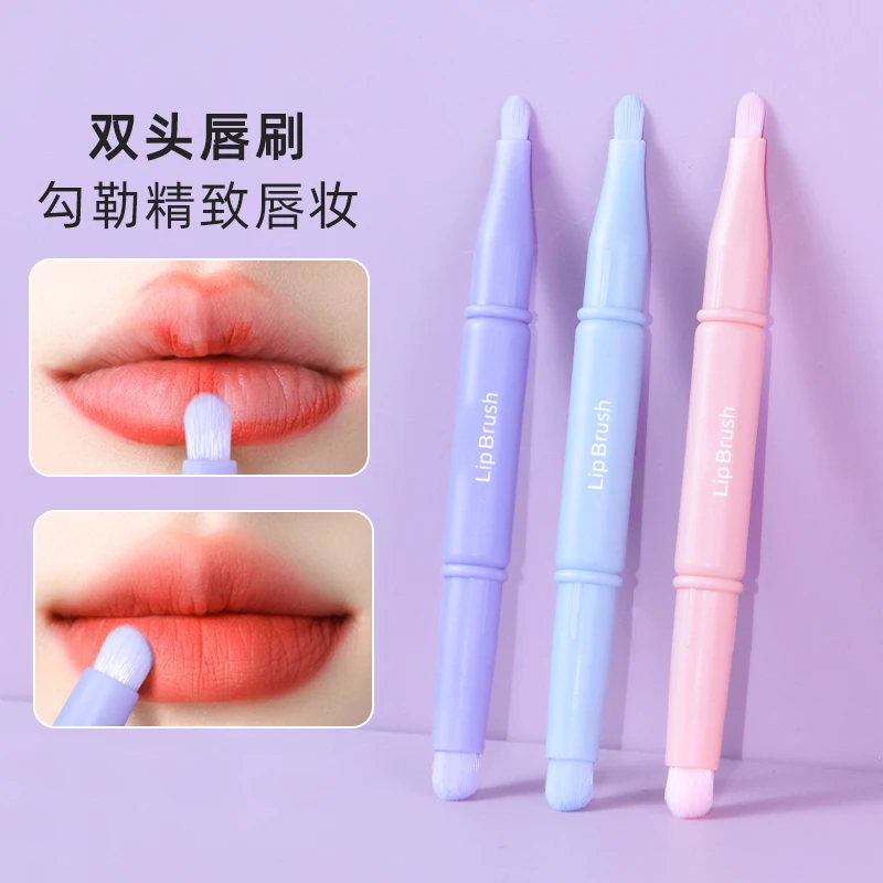 新升级伸缩式双头唇刷便携式口红刷初学者唇线笔涂口红遮瑕专用