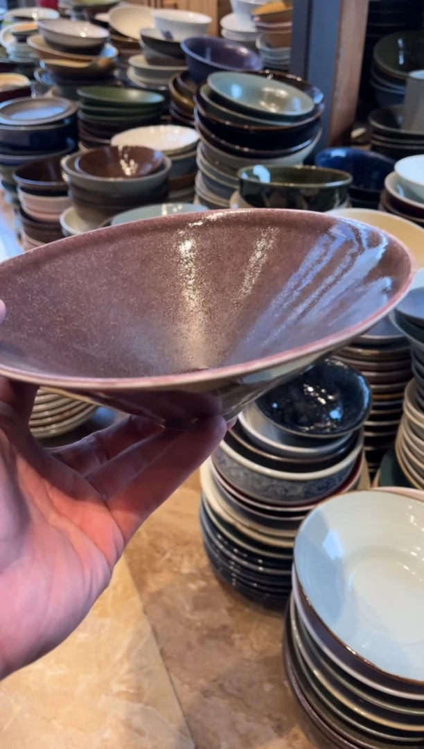 【闪购商品】瓷片423窑变紫斗笠面碗