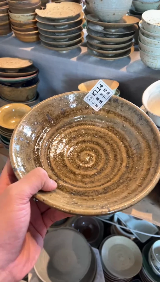 【闪购商品】瓷片114  粗陶棕手工盘1个