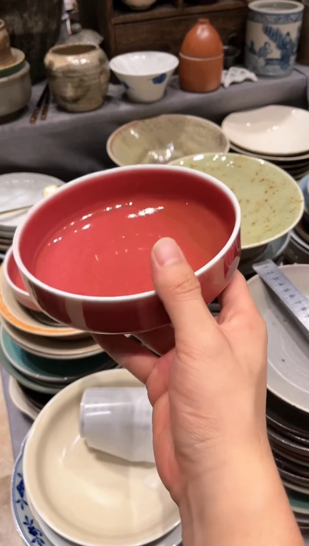 【闪购商品】瓷片43 红立口小盘1个