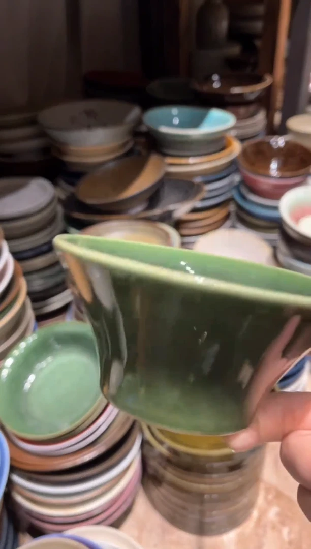 【闪购商品】瓷片15 绿喇叭小碗 1个