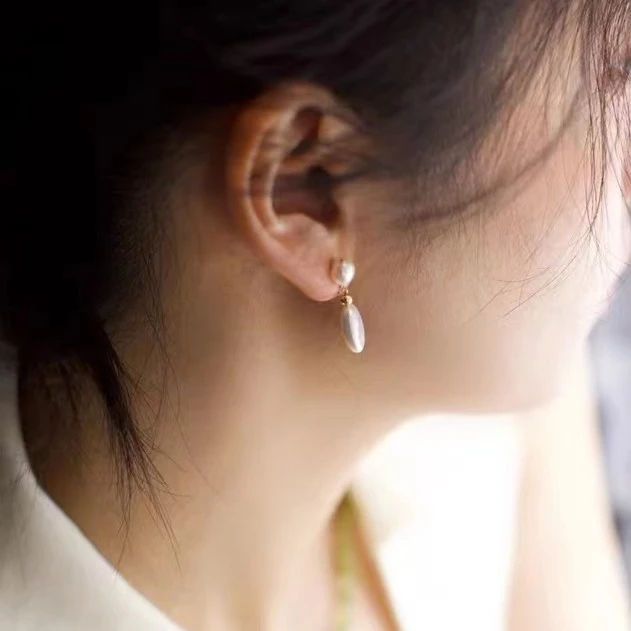 【GY315】淡水巴洛克珠珠耳钉时尚气质百搭设计感精
