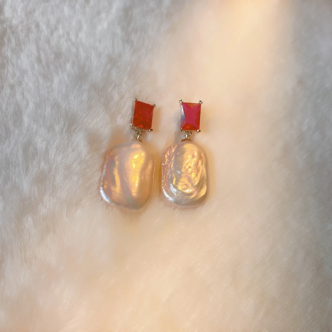 925银耳饰 【GY64】淡水巴洛克轻奢耳钉耳环百搭时尚气质轻奢耳饰