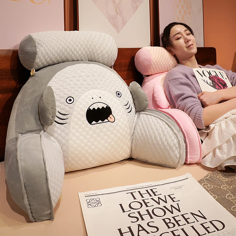 夏季凉爽冰豆豆鲨鱼腰靠简约家居办公室休闲护腰靠垫独立内胆可拆