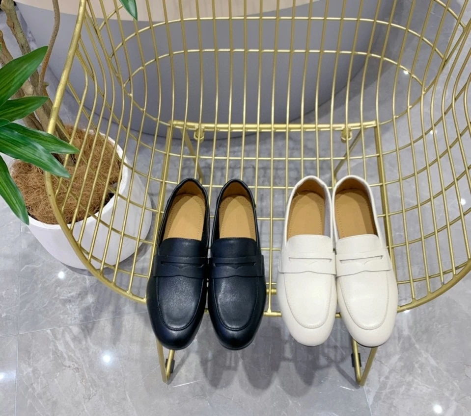 全皮 乐福鞋平底低跟真皮法式懒人真皮乐福鞋女鞋