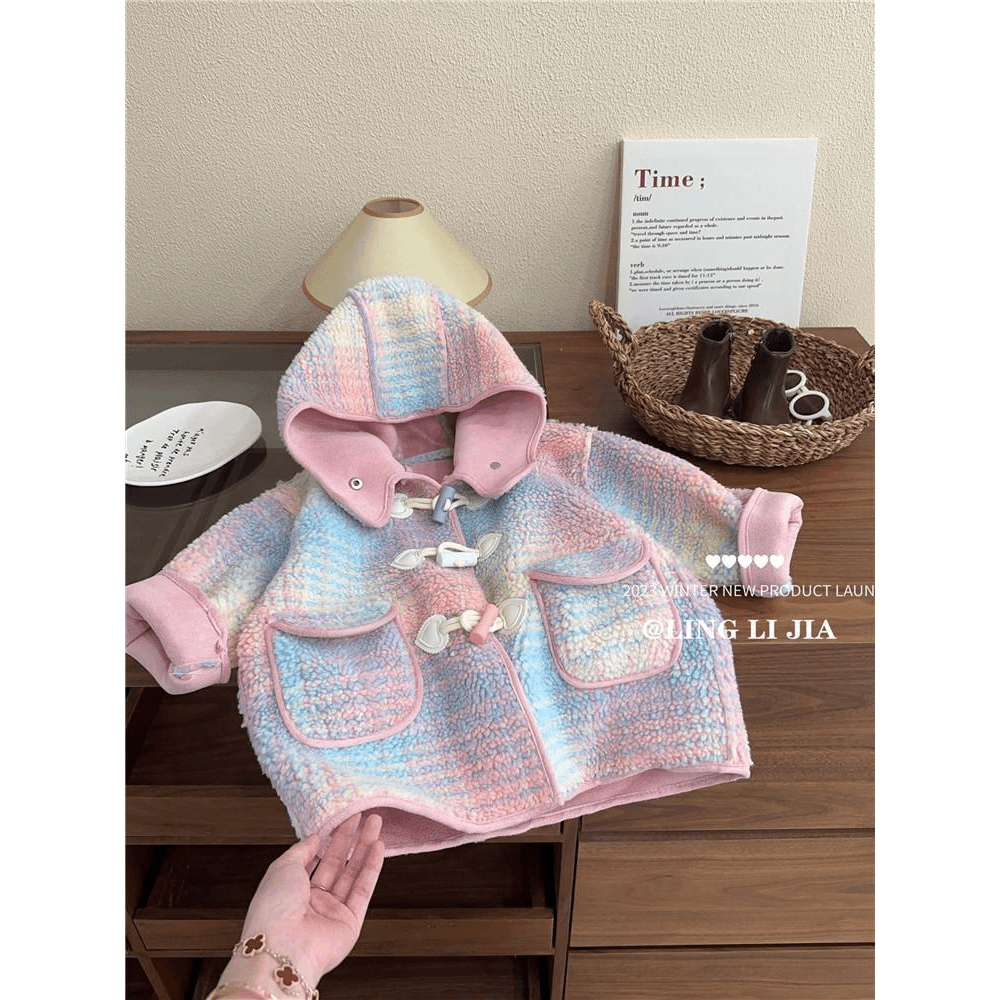 【巴拉甄选】韩国童装2023深秋冬新款女童中小童格子毛毛洋气