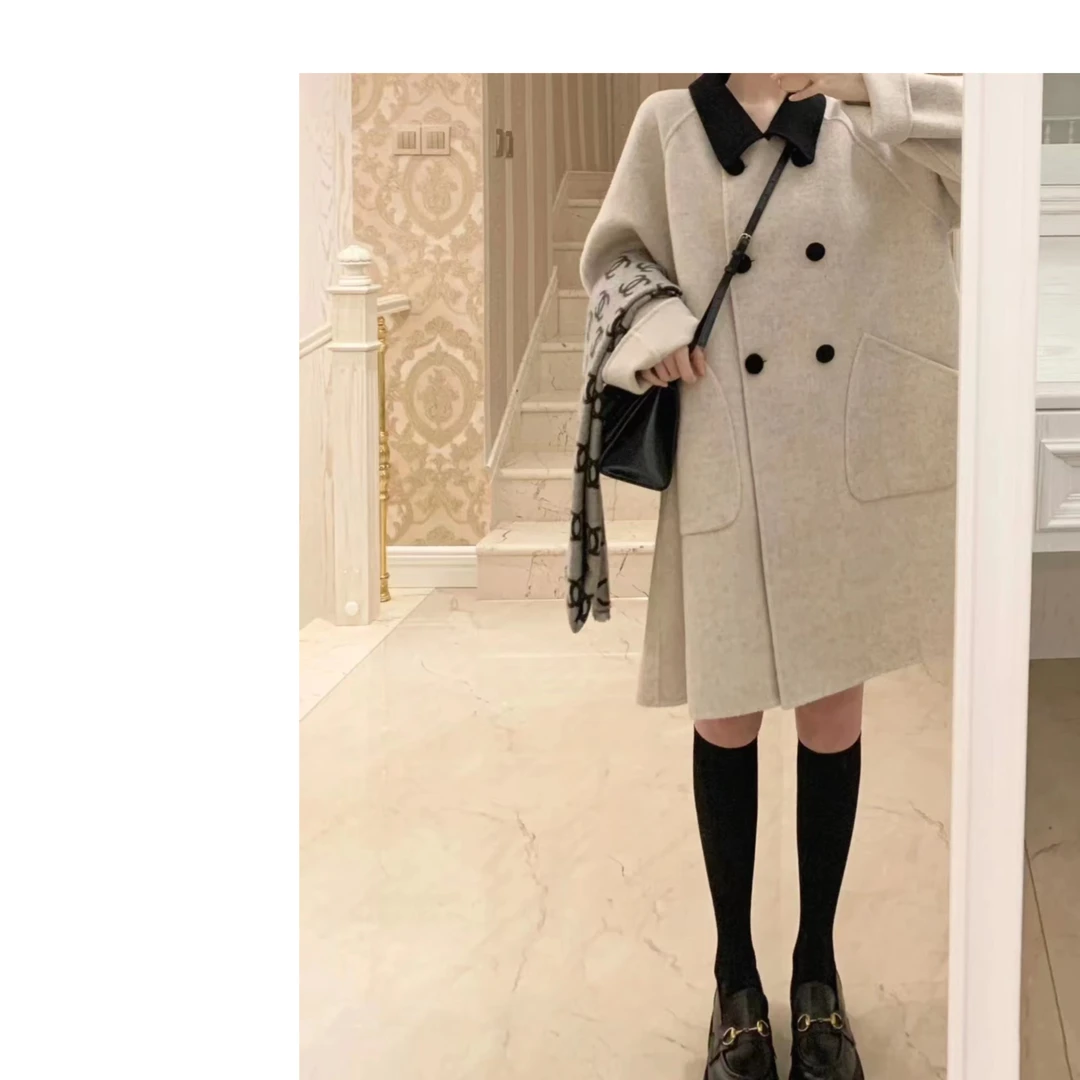新款双面羊绒大衣气质名媛显瘦纯羊毛外套韩版