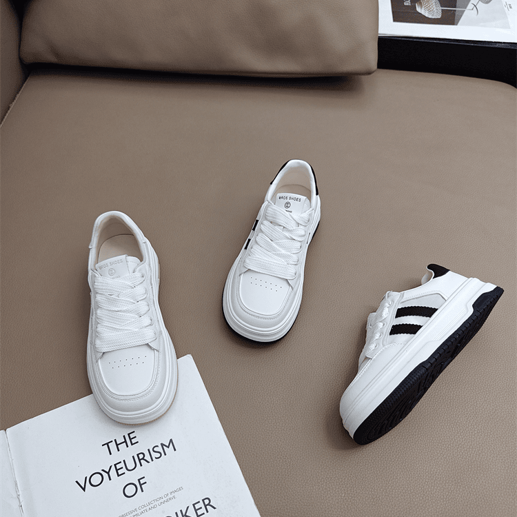 厚底板鞋女2024春夏新款系带休闲百搭单鞋学生透气运动小白鞋XL