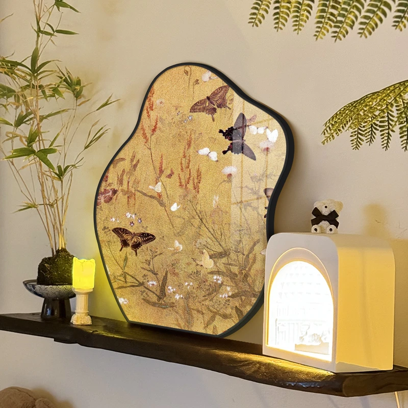 《百蝶图》中古风桌面装饰画小众艺术卧室床头摆画复古电视柜摆件