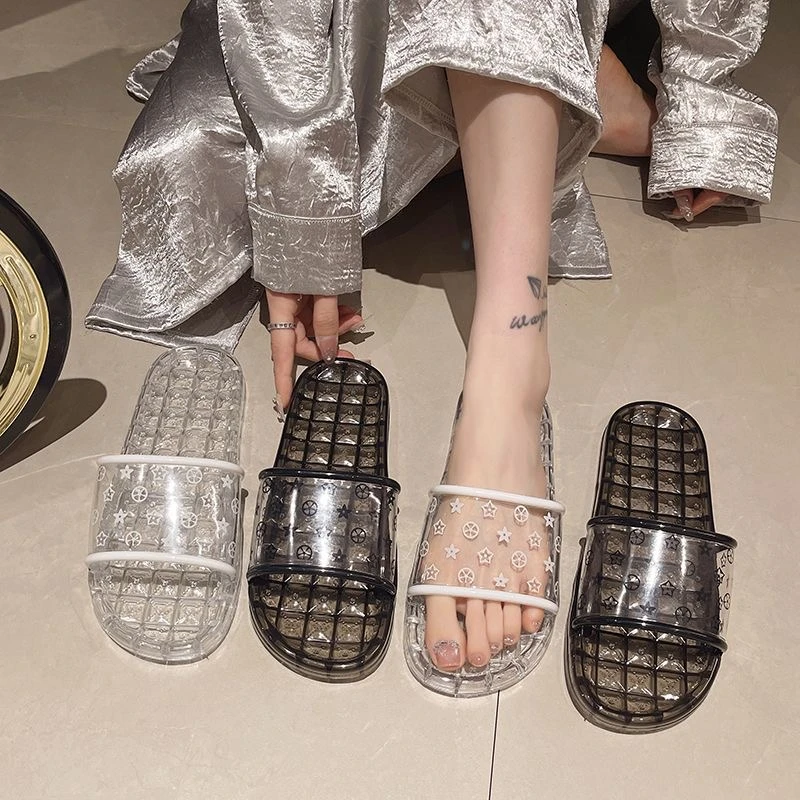 网红水晶果冻拖鞋女2024新款浴室家居室内防滑臭洗澡速干透明拖鞋