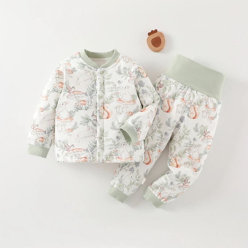 套装男女宝宝加厚保暖套装薄棉棉衣儿童秋冬季新生儿春秋女童婴儿