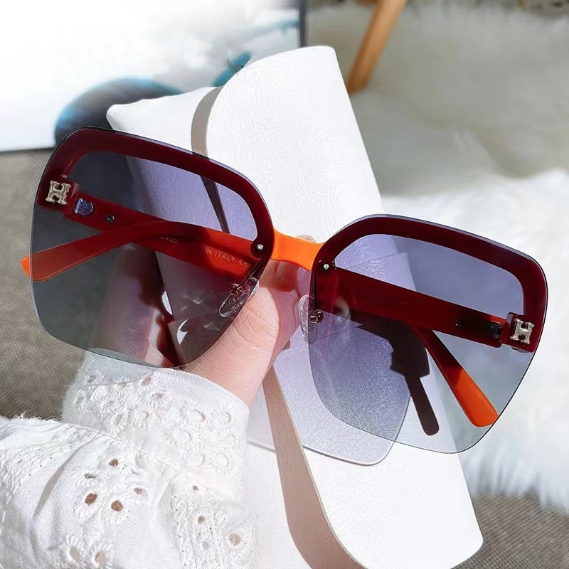 2023新款H无框春夏出游遮阳高清防紫外线太阳镜百搭显脸小墨镜