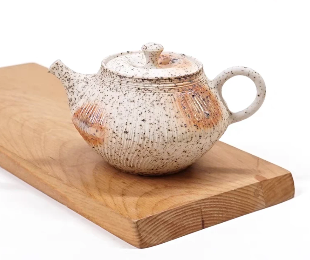 进口常滑烧 藤田德太 陶制柴烧后手急须茶壶日式茶具纸盒装