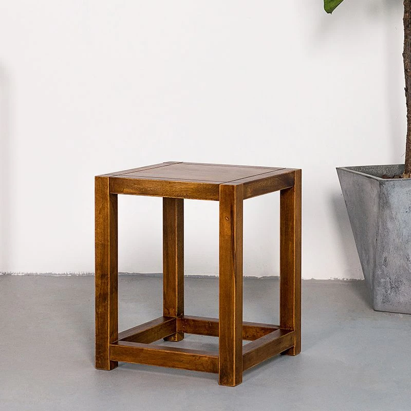 金亿大板福利款木质凳子胡桃色置物家用客厅新中式正方形