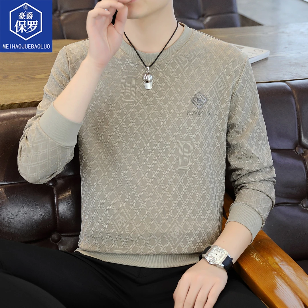 豪爵保罗春秋款韩版长袖卫衣商务休闲圆领打底男加绒打底衫862221