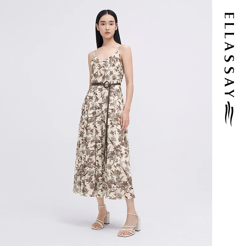 ELLASSAY歌力思春夏季盐系气质山水艺术连衣裙女EWE342Y10800