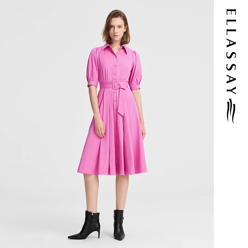 ELLASSAY/歌力思显瘦甜美气质泡泡袖公主裙女EWW343Y04200