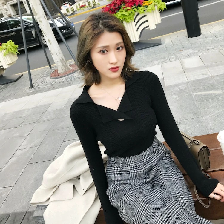 MAGGIE HAN新款显瘦内搭打底衫柔软针织衫百搭长袖毛衣上衣女