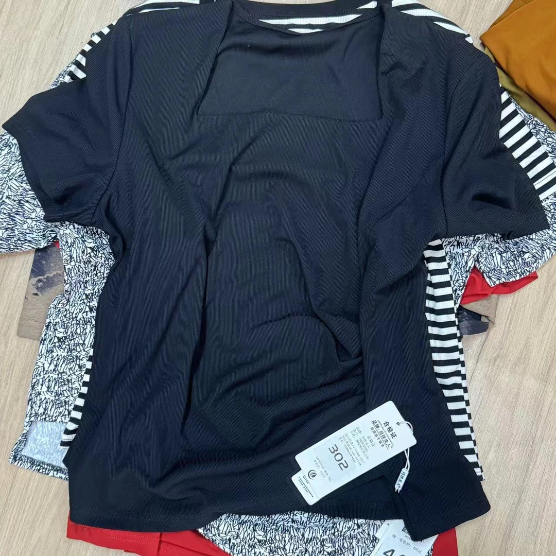 302#【155-165斤】夏季黑色方领上衣-孤品