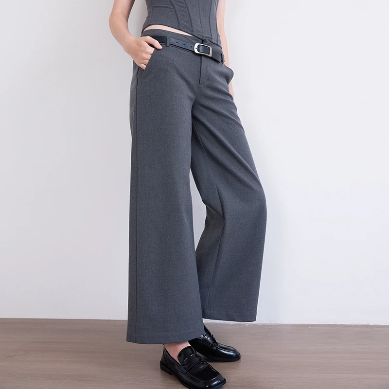 结构感显瘦女裤秋冬高级灰色格雷系西装夏季高腰阔腿裤裤子西裤