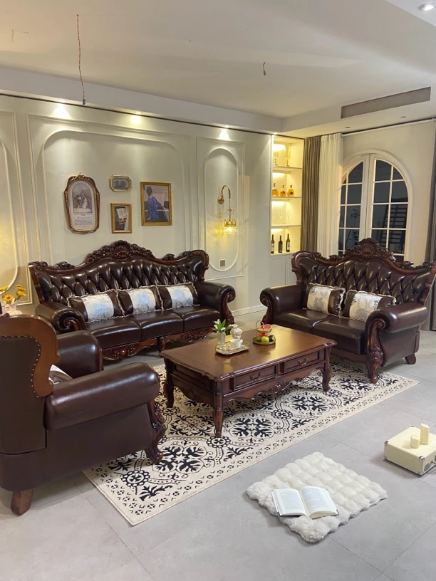 真皮沙发头层牛皮组合高端别墅整套大床美式五斗柜家用卧室客厅