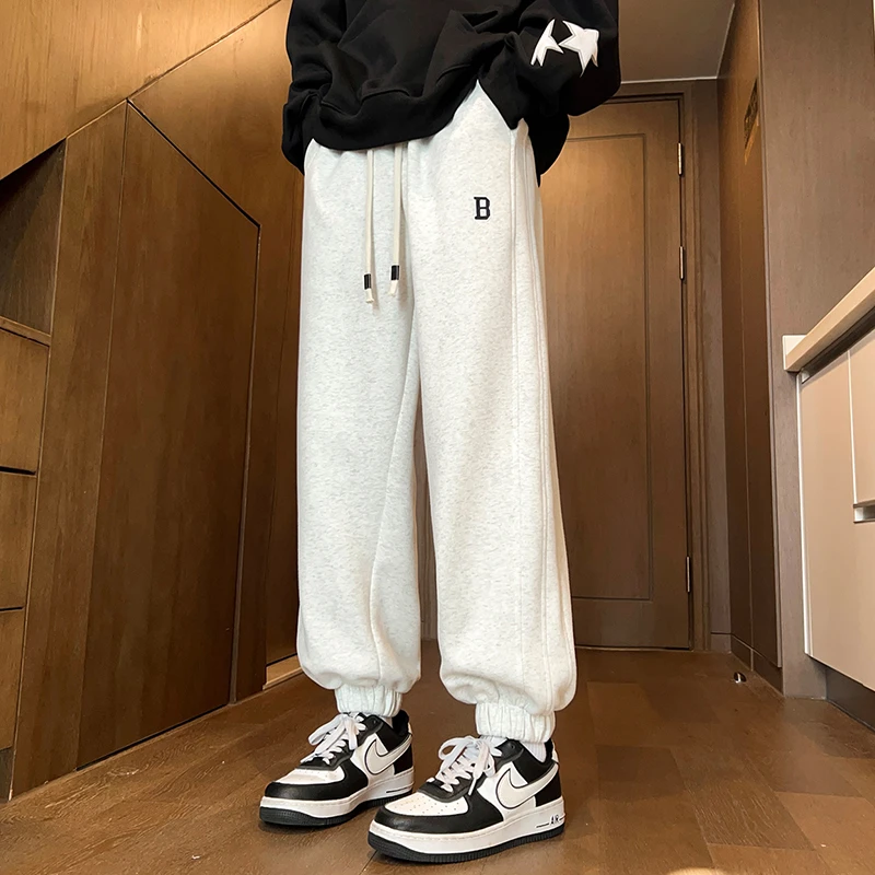 美式拼接束脚卫裤男冬季高街青少年休闲裤复古百搭直筒滑雪裤子潮