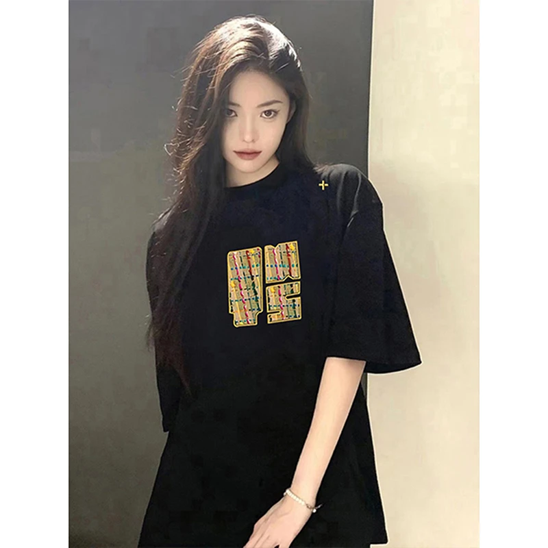 欧美潮牌纯棉t恤男生夏季帅t穿搭中性风黑色短袖美式高街情侣半袖