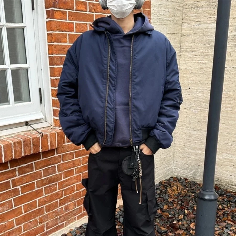 美式飞行员夹克棉服男款冬季翻领工装棉衣外套cleanfit短款棒球服