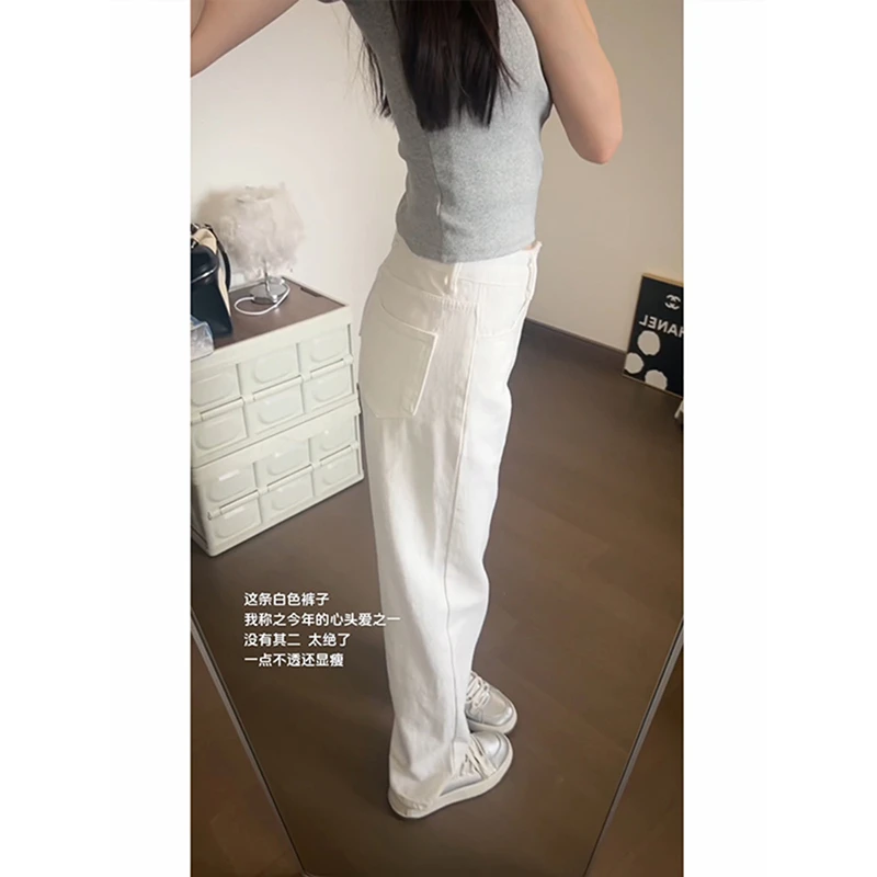 cleanfit白色牛仔裤男夏季薄款西海岸美式裤子直筒宽松修身微喇裤