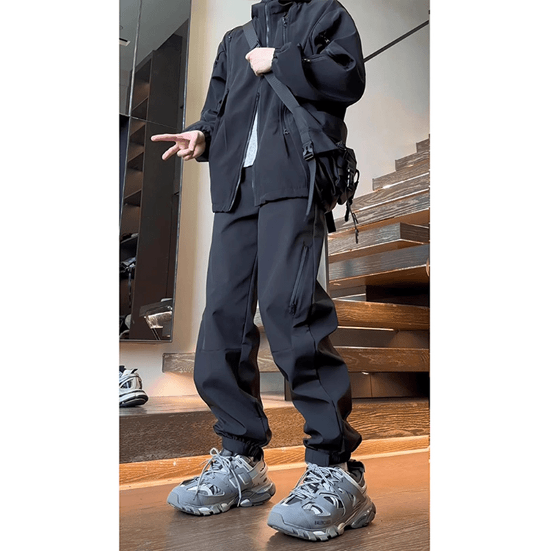 美式机能冲锋裤男款冬季加绒东北防寒裤子vibe户外防水束脚工装裤